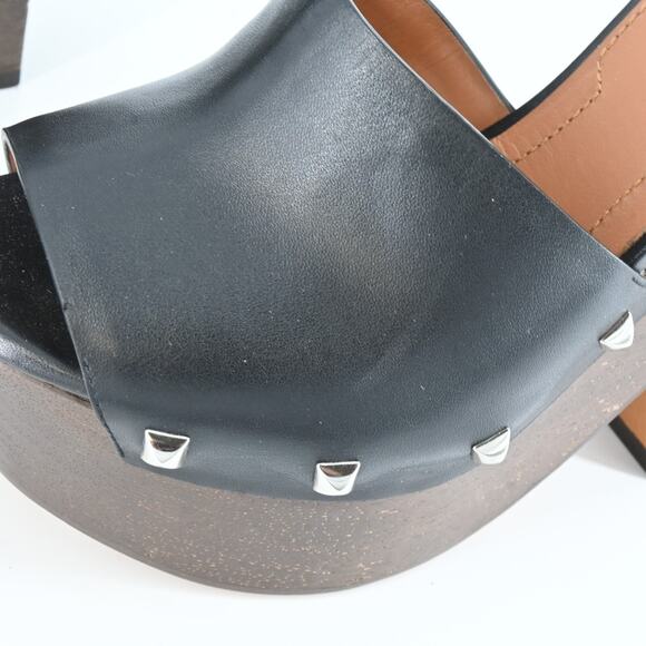 GIVENCHY Black Studded Leather Wooded Platforms Size 37 - Picture 10 of 16